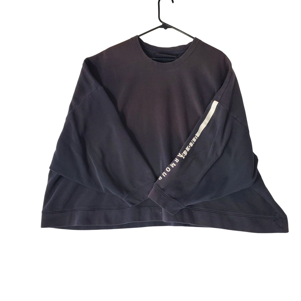 Under Armour Womens XL Loose Fit Sweatshirt Black Sleeve Logo Pullover Fleece